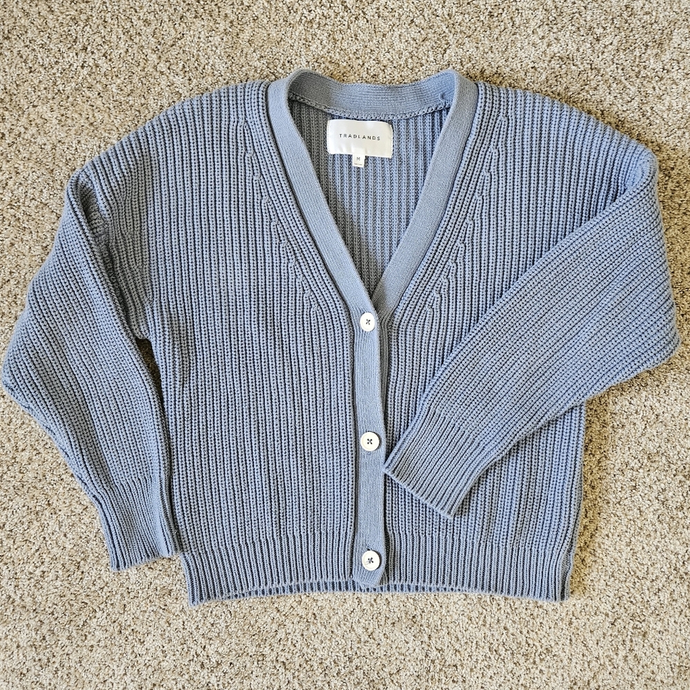 Tradlands - 100% Cotton Shelter Cardigan - Light Blue - Medium